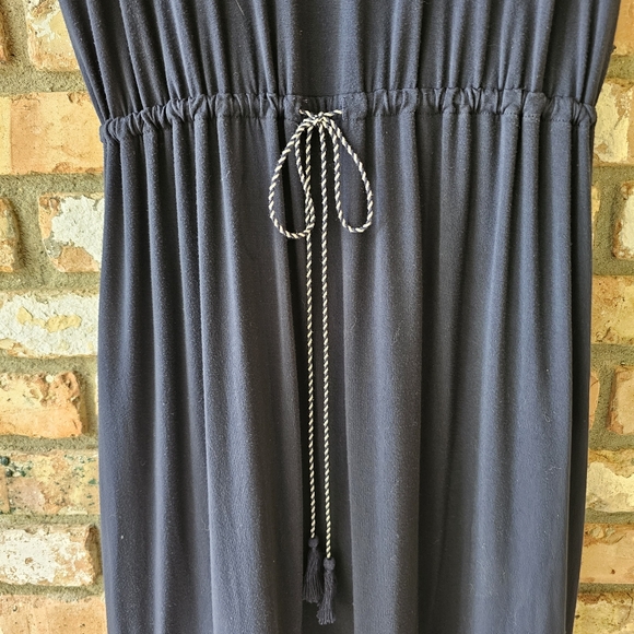 Navy Blue Short Sleeve T-shirt Dress with Drawstring Waist - Picture 4 of 11